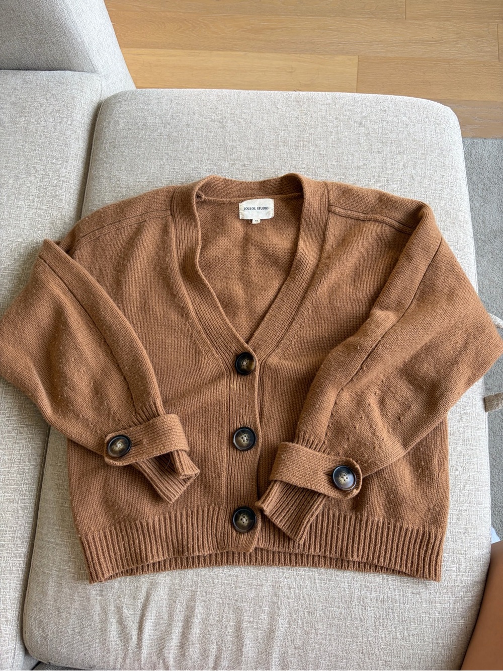 Loulou Studio New Tiberine Cardigan Button-Front V-Neck Cardigan
